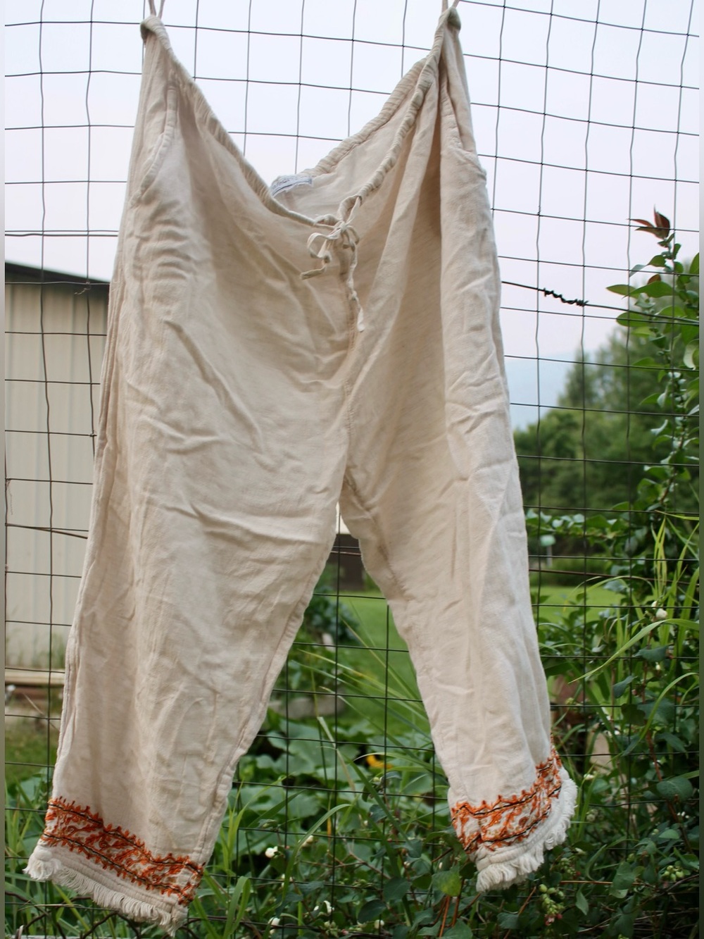 Boho Cropped Cream Linen Pants By Raindrops